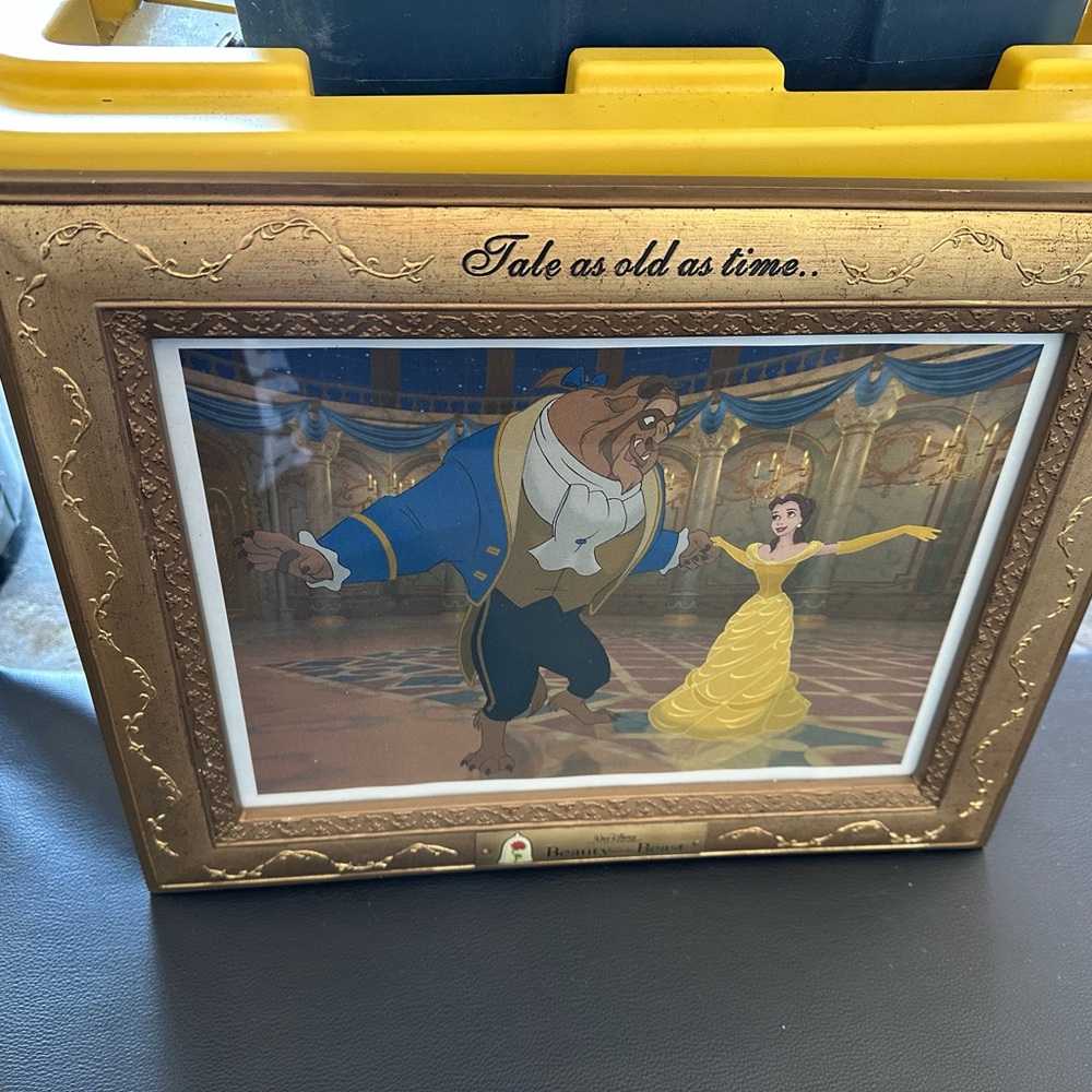 4 (all four) Disney Gold Beauty & Beast Frame w/authentic lithograph (reprint) - Picture 2 of 6